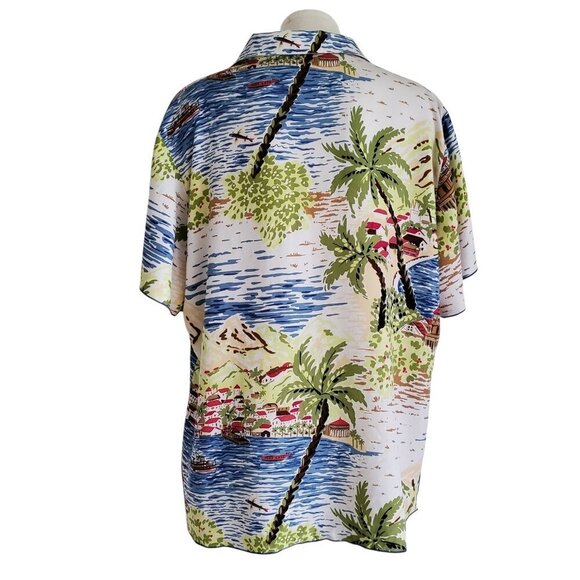 Key Lime Pie Vintage Hawaiian Shirt Tropical Print 100% Rayon Size 1X - Picture 3 of 14